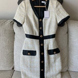 Walter Baker Tweed Mini Dress with Black Trim